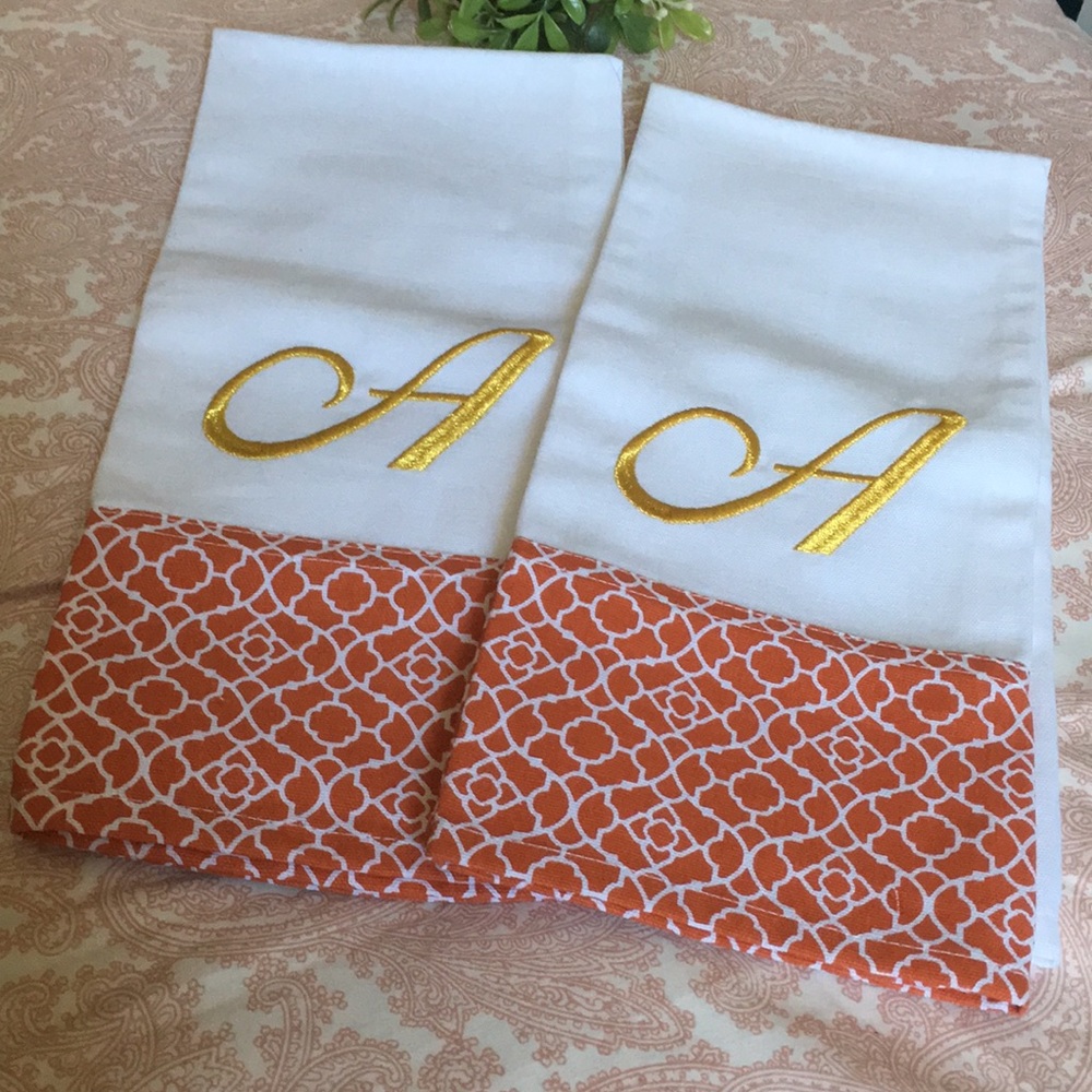 Kitchen or Bathroom Embroidered Towels letter A